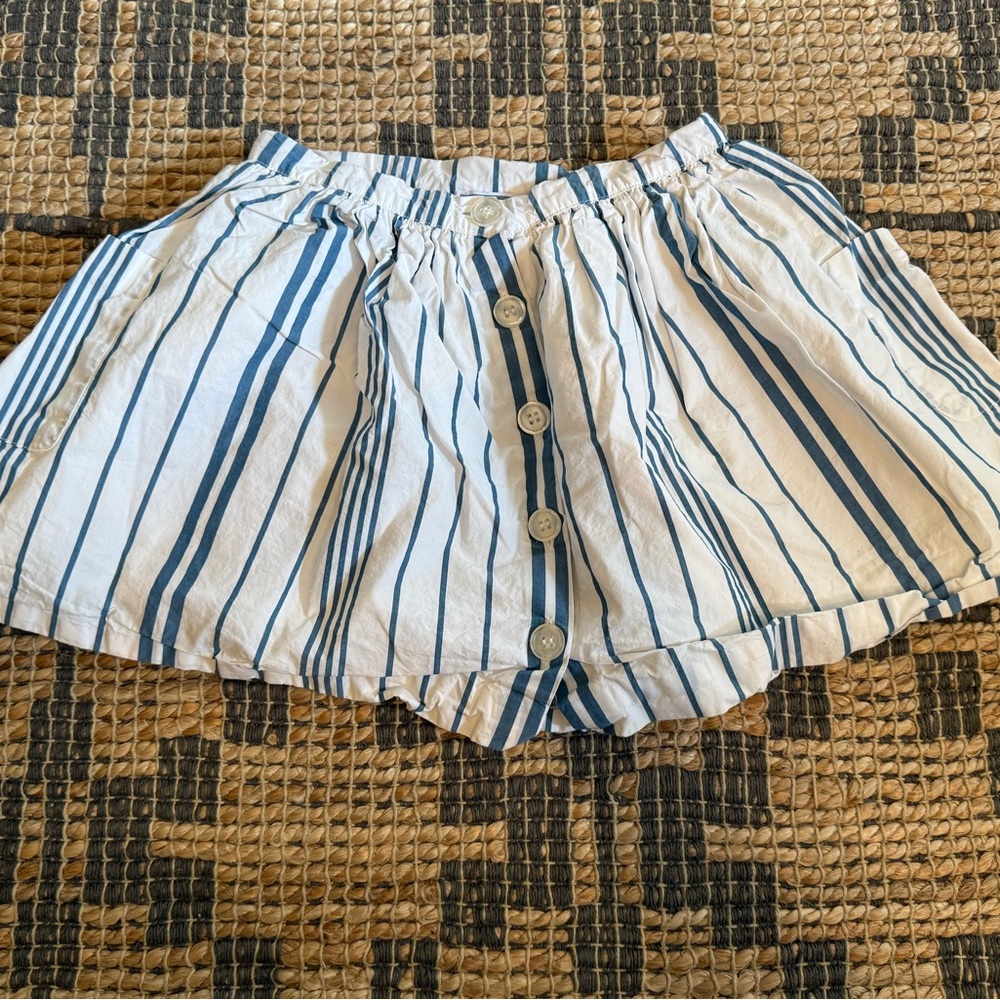 Jacadi Blue and White Striped Skirt Girls size 6 EU 116